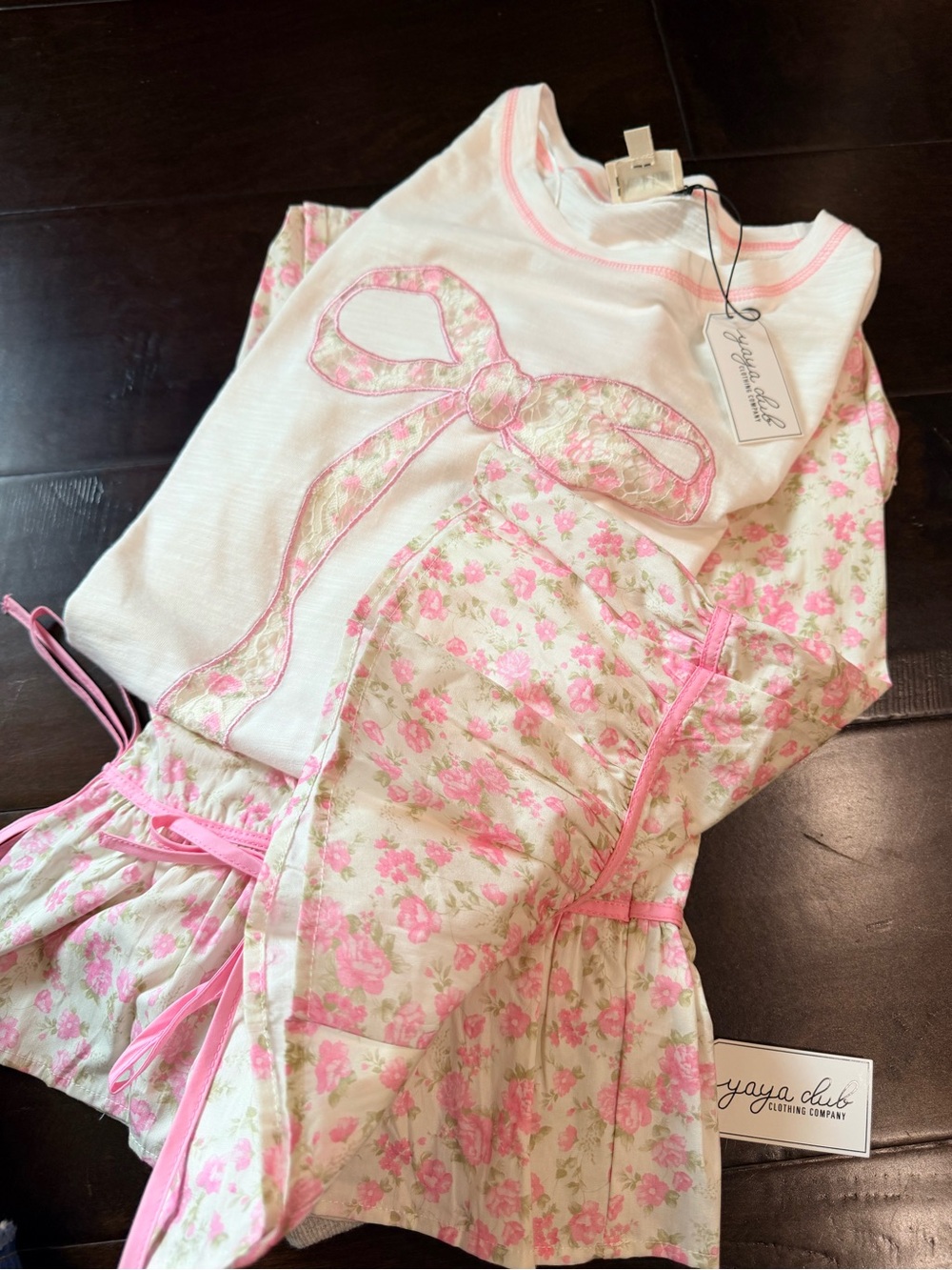 NWT Peach Tree California Pink Rosette Lounge Set - 2 Pieces - Picture 14 of 14